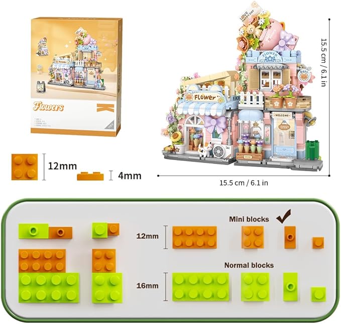 Bear Florist Building Set,Openable Flower Shop 854PCS Building Toy for Boys Girls Age 8+, Mini Brick (Not Compatible with Lego)