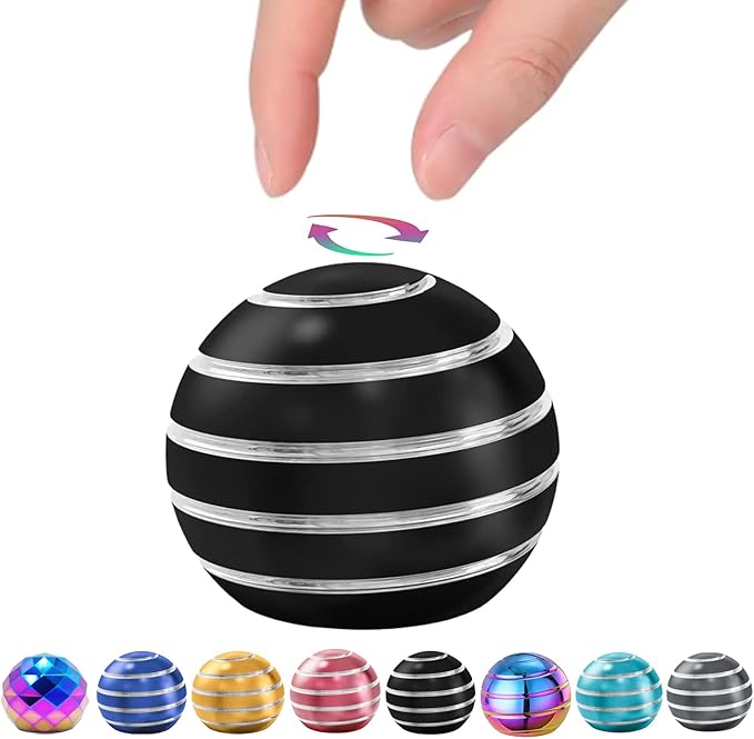 Kryfa Fidget Toys, Stress Toys for Kids Adults, Kinetic Desk Toys for Office Anxiety, Spinning Desk Toys Fidget Spinner Toys for Kids Party Favors Stocking Stuffers (1.54", Black)