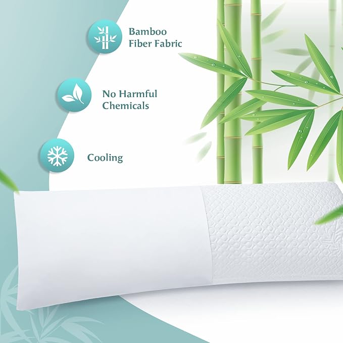 Extra Thick Body Pillow Memory Foam – Long Pillow for Adults – Thicker Inner Case – Soft & Cooling Double Pillowcases, 20 x 54 inches