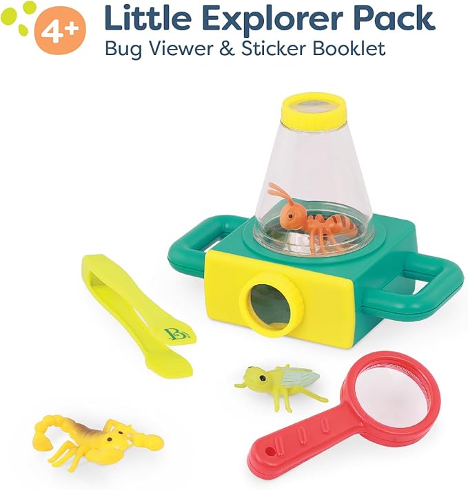 B. toys – 9pc Toy Microscope Set – Sticker Book – Magnifying Glass & Tweezers – 3 Toy Bugs – 4 Years + – Little Explorer Pack