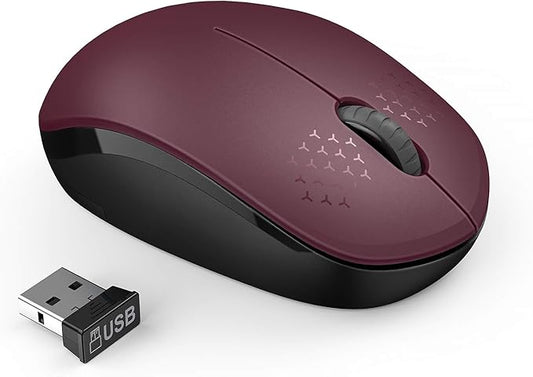 seenda Wireless Mouse, 2.4G Noiseless Mouse with USB Receiver Portable Computer Mice for PC, Tablet, Laptop - Red&Black