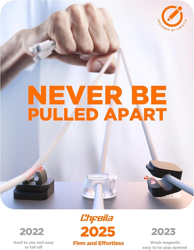 12Pack Cable Clips - Chfeila Latest Dual Spring Cord Organizer with Clasp Lock, [Max Stability] Desk Cable Management, Adhesive Phone Charging Wire Holder for Nightstand/Car/Wall, Office Accessory