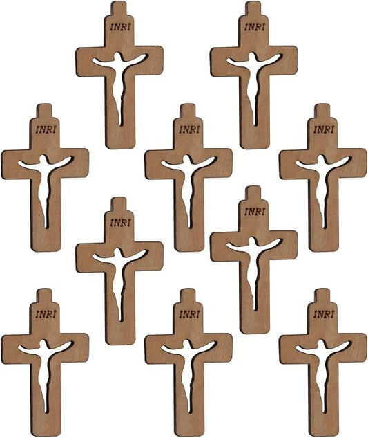 COTTVOTT Wooden Christian Jesus Cross/Orthodox Crucifix Charms Pendants for Rosary Necklace, DIY Jewelry Making Accessories Parts
