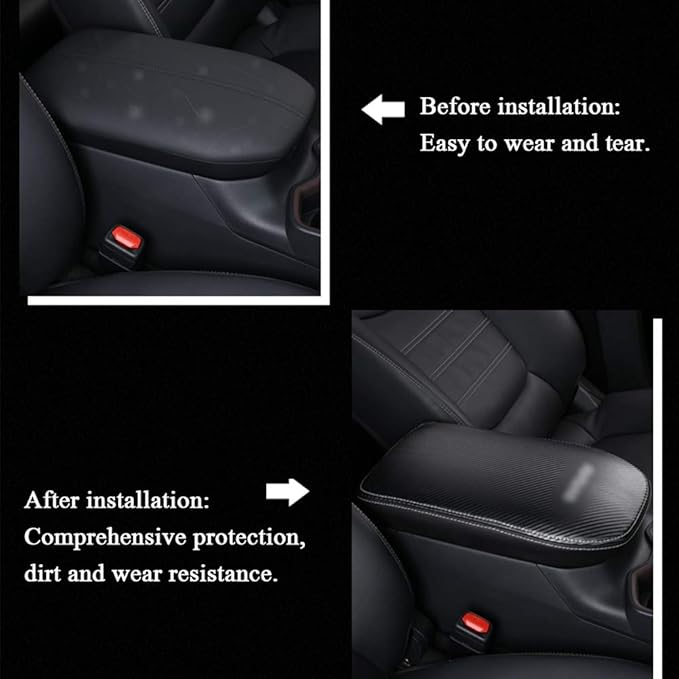 XITER Car Armrest Cover Saver, 1 Pc Center Console Pad Fit for Toyota RAV4 2019-2025, Central Console Armrest Box Protector Interior Accessories (Black carbon fibre)