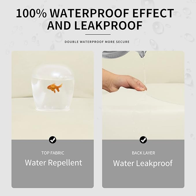 Easy-Going 100% Dual Waterproof Recliner Cover Stretch Soft Couch Cover for Dogs, Sofa Slipcover for Recliner Couch Leakproof Furniture Protector for Kids, Pets Ivory