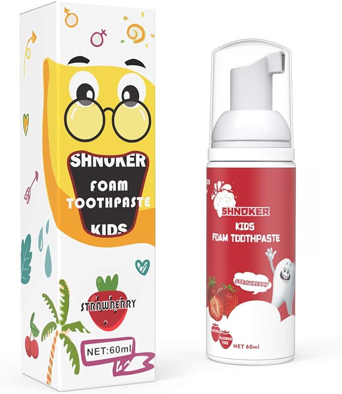 Kids Foam Toothpaste with Strawberry Flavor, Fluoride Free Natural Formula, Foam Toothpaste for Electric Toothbrush(60ml)(1 Pack)