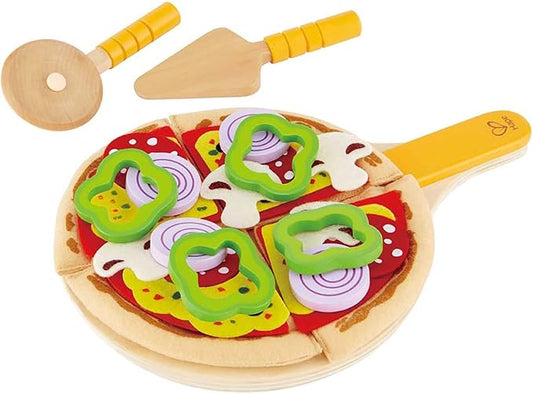 Hape Homemade Wooden Pizza Play Kitchen Food Set and Accessories, Multicolor, 3 Years and up (E3129)