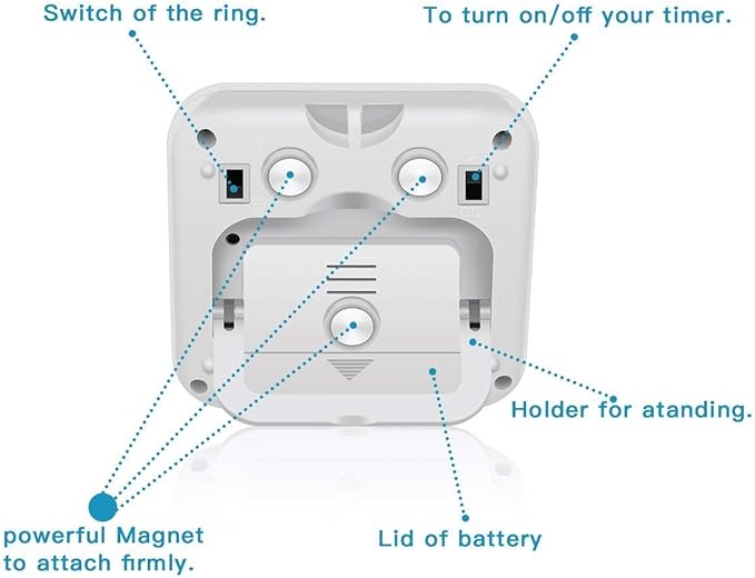 24-Hours Digital Kitchen Timer, Upgraded 12-Hour Display Clock, Big Digits, Loud Alarm, Magnetic Backing Stand, Count-Up & Count Down, Kids Timers for Cooking Baking Classroom Teachers Games(4 Pack)