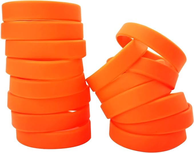 30 PCS Silicone Bracelets Wristbands for kid, Sports Rubber Elastic Wristband Bracelet for Party Decorations Favors Set Pack Orange