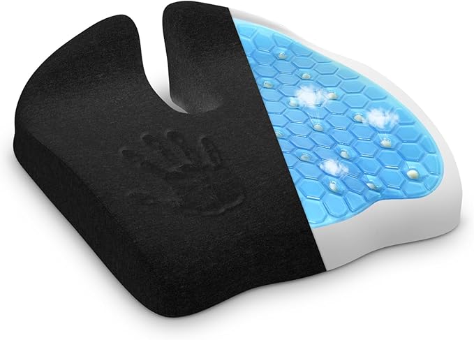 Gel Seat Cushions for Office Chairs Tailbone Pain Relief/Pressure Relief/Sciatica Pain, Memory Foam Breathable Chair Cushions for Back Pain/Butt Pillow Fits Computer Chair/Car/Wheelchair
