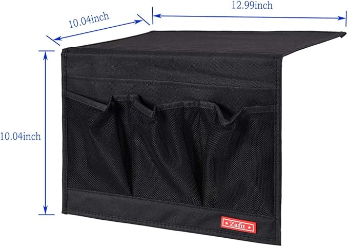Bedside Storage Organizer - Table Cabinet Organizer Caddy for Remotes, Phone, Glasses (Classic 4 Pockets - Black)