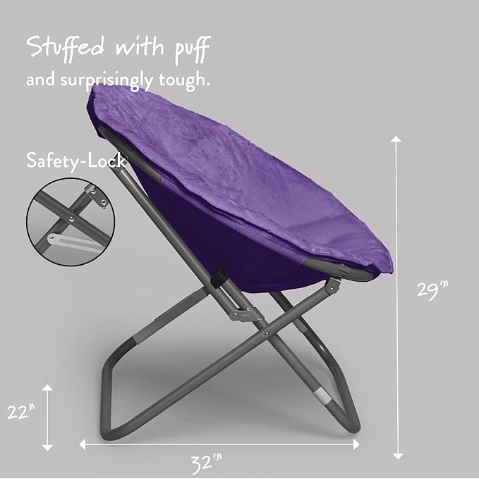 Urban Lifestyle Faux Fur Saucer™ Chair, Purple/Silver 22" D x 32" W x 29" H