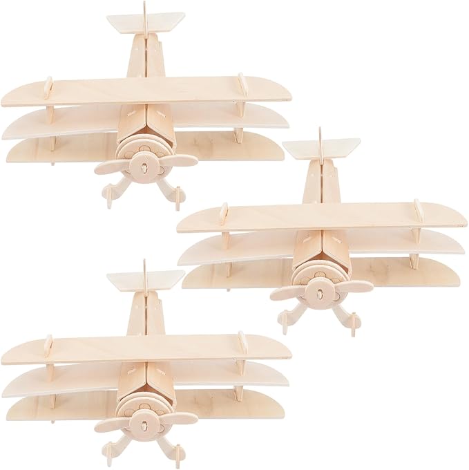3pcs DIY Wood Planes,Wooden Airplane Craft for Kids,Mini Assemble Painting Airplane Model Toys 3D Airplane Kit for Kids School Art Activity Kids Birthday