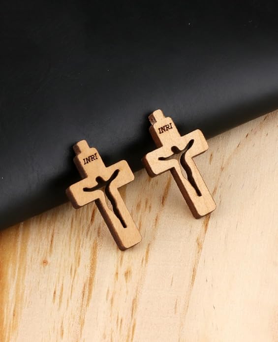 COTTVOTT Wooden Christian Jesus Cross/Orthodox Crucifix Charms Pendants for Rosary Necklace, DIY Jewelry Making Accessories Parts