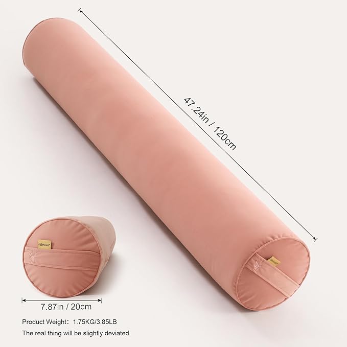 Body Pillow for Adults – Long Bolster Pillow for Bed, Round Cuddle Pillow, Full Support for Side Sleepers,47.24 x 7.87 Inches,Blush Pink