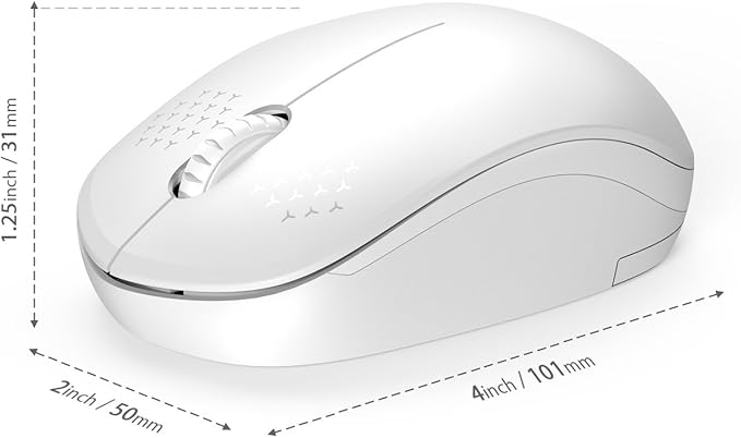 seenda Wireless Mouse, 2.4G Noiseless Computer Mice with USB Receiver Portable Computer Mouse for PC, Tablet, Laptop - Pure White