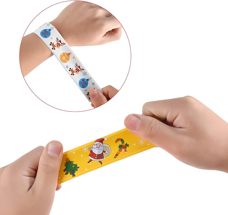 48PCS Christmas Slap Bracelets, Xmas Slap for Christmas Party Favor Decoration