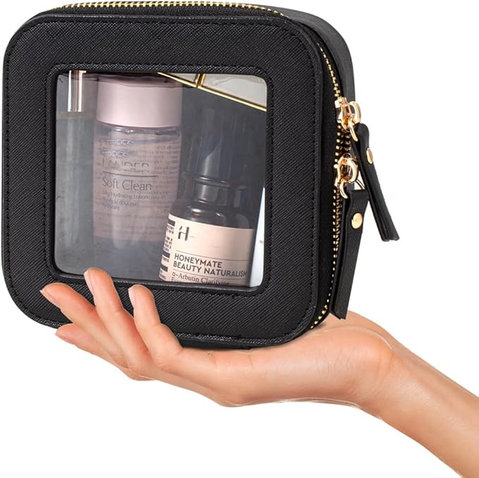 FFpaw Travel Clear Makeup Bag Set, TSA Approved Cosmetic Bag Case with Zipper Portable Makeup Pouch Toiletry Bag Women Traveling Cosmetic Organizer Storage Bag Car Organizer Car Essentials for Women