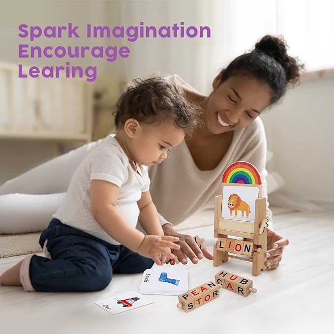 TOY Life Montessori Toys for 1 2 3 Year Old, 6-12 Months Baby Alphabet Flash Cards for Toddler, Reading Spelling Games, CVC Words for Kindergarten Preschool Learning & Education Activities Toy for Kid