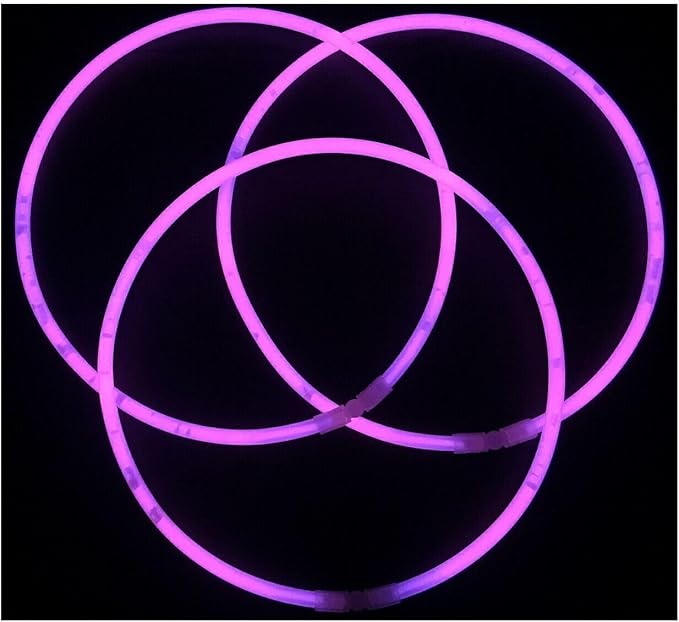 Glow Sticks Bulk Wholesale Necklaces, 100 22” Pink Glow Stick Necklaces! Bright Color, Glow 8-12 Hrs, Connector Pre-Attached, Sturdy Packaging, GlowWithUs Brand