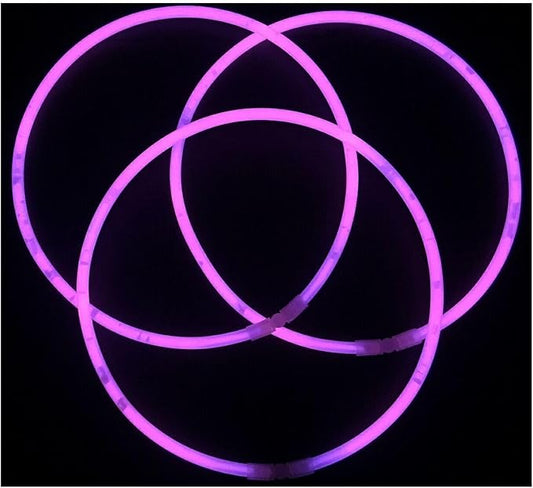 Glow Sticks Bulk Wholesale Necklaces, 100 22” Pink Glow Stick Necklaces! Bright Color, Glow 8-12 Hrs, Connector Pre-Attached, Sturdy Packaging, GlowWithUs Brand