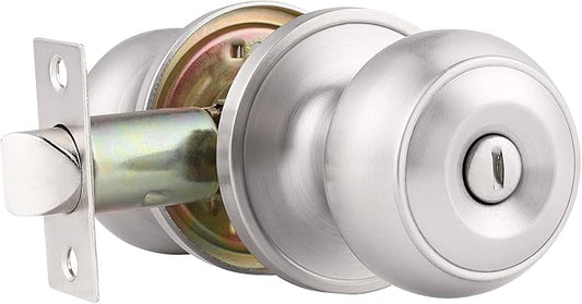 Probrico 15 Pack Interior Privacy Door Knobs Keyless Door Lock Lockset Round Doorknobs in Satin Nickel Door Locks for Bedrooms and Bathrooms Adjustable Latch Backset
