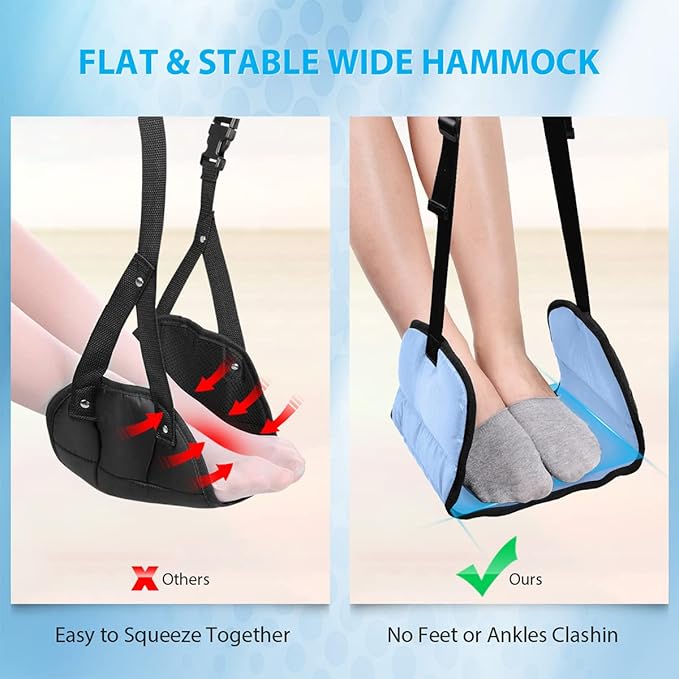 Airplane Footrest Made with Premium Memory Foam - Airplane Travel Foot Hammock, No Clashing Foot Hammock & Portable Plane Leg Rest, Provides Relaxation and Comfortable for Long Flight