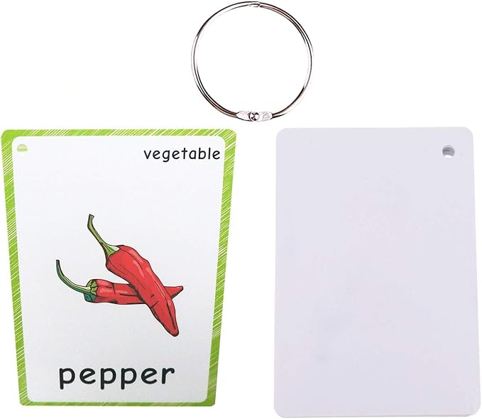 Set of Fruit and Vegetable Flash Cards for Toddlers | Kids Learning Flashcard & Montessori Pocket Cards Toys | Perfect for Pre-K Decor Background Wall Stickers, Teacher/Autism Therapists Tools