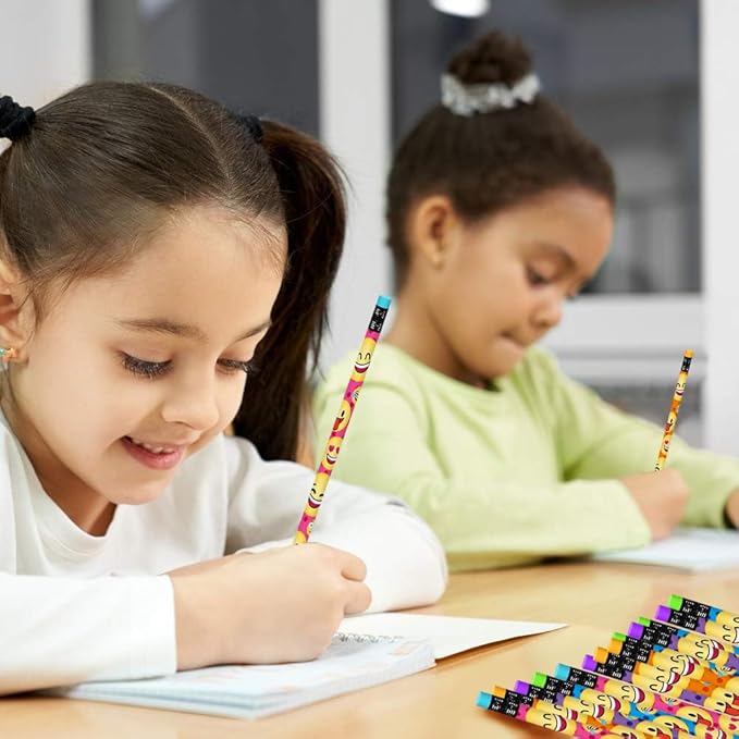 ArtCreativity Emoticon Pencils, Set of 24, Cool Writing Pencils with Erasers with Assorted Emoticon Designs, Birthday Party Favors, Party Goody Bag Fillers, Teacher Supplies for Classroom