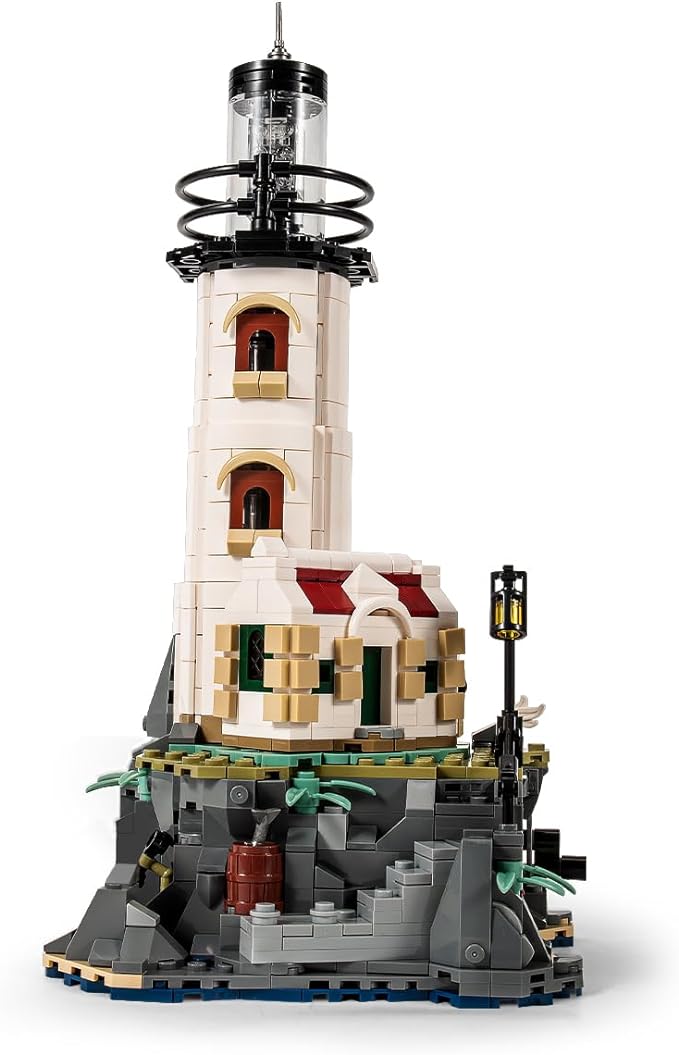 Island Lighthouse Building Block Sets with Glowing Lighting, Unique Collection and Display Model for Home,Building Block Kits Gift for Adults and Kids (1092 PCS)