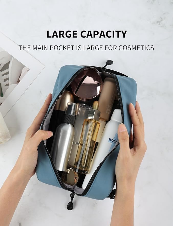 GOX Small Travel Toiletry Bag, Dopp Kit Case For Men, Multifunction Cosmetics Organizer Pouch (Haze Blue)