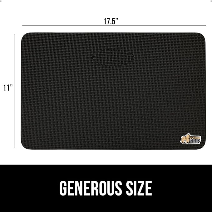 GORILLA GRIP Extra Thick Patent Pending Soft Foam Kneeling Pad, Supportive Large Cushion Knee Pads for Gardening, Baby Bath Time, Dirt and Water Resistant, Workout and Garden Supplies, 17.5x11, Black