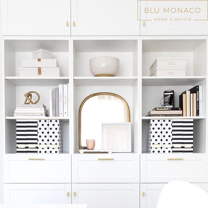 BLU MONACO Set of 4 Magazine File Boxes | 2 Black & White Stripes + 2 Polka Dots | Cardboard File Organizer Boxes for Desk, Office & Classroom Paper Storage – Foldable Magazine Holders