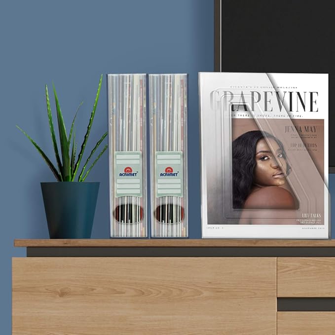 Acrimet Magazine File Holder – Vertical Rack for Documents, Folders and Mail, Durable Plastic Desk Organizer for Office & Home, Clear Crystal (2 Pack)