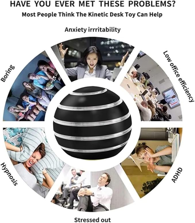 Kryfa Fidget Toys, Stress Toys for Kids Adults, Kinetic Desk Toys for Office Anxiety, Spinning Desk Toys Fidget Spinner Toys for Kids Party Favors Stocking Stuffers (1.54", Black)