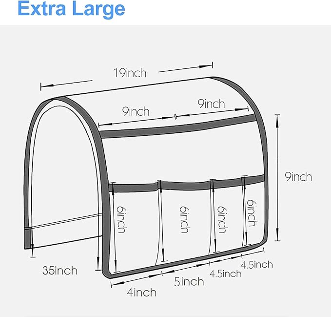 Premium Remote Holder for Couch Storage Organizer, Non Slip Armrest Armchair Caddy for Recliners Accessories, Thick Rest Cover Pockets for TV Control, 19x35 In, Dark Brown