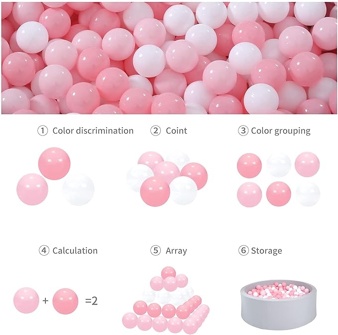 GOGOSO Ball Pit Balls for Toddles, Kids Plastic Balls for BallPit, Pool, Baby Party Accessories, Birthday Decoration 50 100 200 500 1000