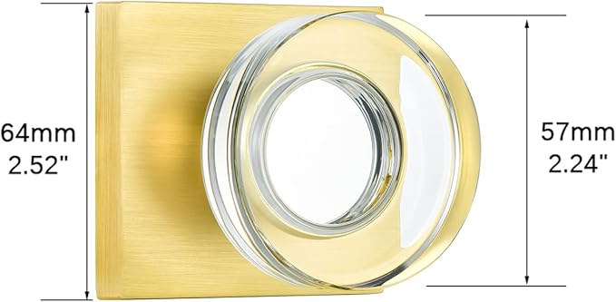 coolnews 2 Pack Crystal Glass Dummy Door Knob Gold Door Knobs Interior Satin Brass Door Knob for Hall and Closet Dummy Door Handles