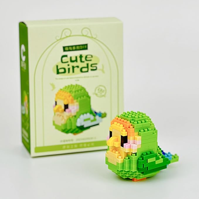 Birds Building Blocks for Adults Mini Building Blocks Birds Building Bricks Toy Micro Block Building Set Gift for Kids and Adults-236 PCS(Green Golden)