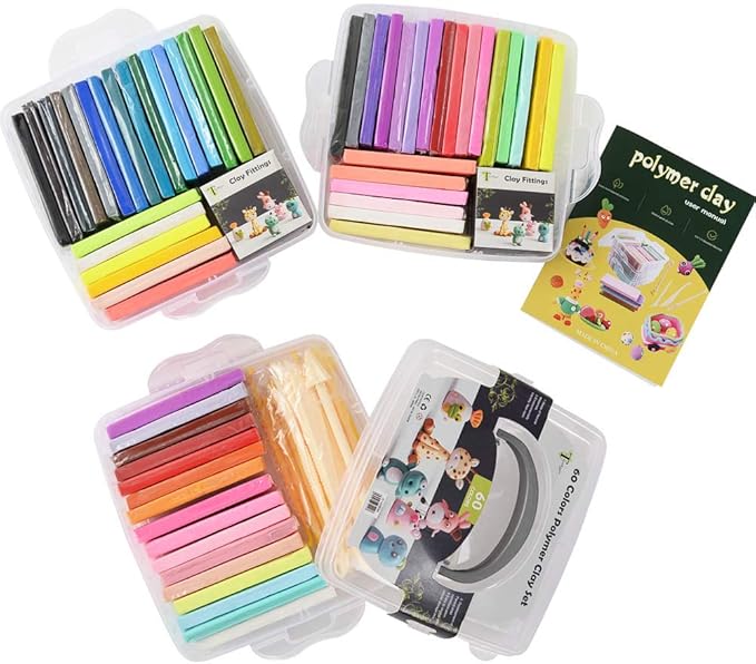 60 Colors Polymer Clay Set, 1oz/Block Oven Bake with 19 Sculpting Clay Tools and 14 Kinds of Different Accessories, Non-Stick, Non-Toxic, Ideal DIY Gift for Kids