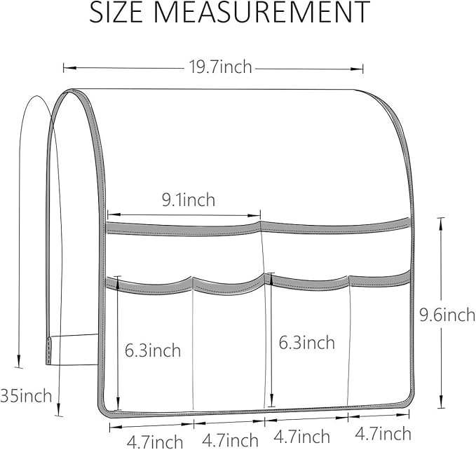 FLYILY Sofa Armrest Organizer Non-Slip Arm Chair Hanging Caddy Remote Control Holder for Magazine,Tablet, Phone, Books, Glasses (B-Grey(19'')