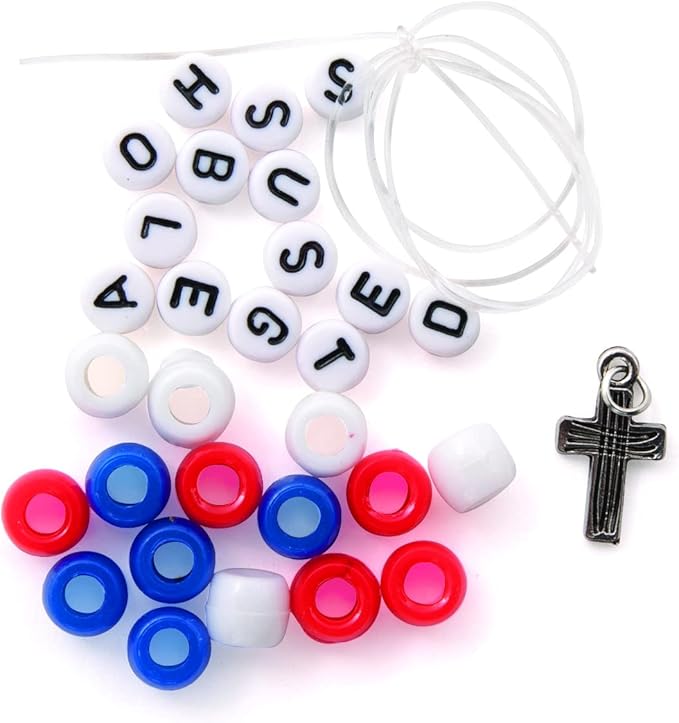 Fun Express REL Patriotic Pony Bead Bracelet CK - Craft Kits - 12 Pieces