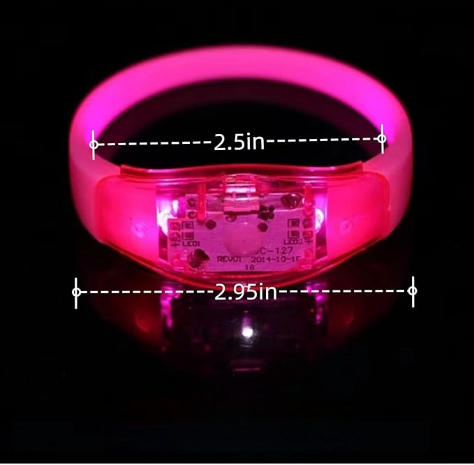 Glow in the Dark Bracelets - Music & Sound Activated Glow Bracelets for Kids & Adults with Flashing LED Strobe, Perfect Party Favors for Birthdays, Concerts, and Glow in the Dark Themed Parties 7Pcs