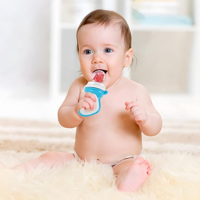 Baby Fruit Feeder by HAOBAOBEI, Frozen Teething Toys for Babies, Baby Food Pacifier Feeder with 3 Sizes Silicone Pouches, Baby Eating Essentials,BPA Free Baby Feeding Supplies -2 Pack