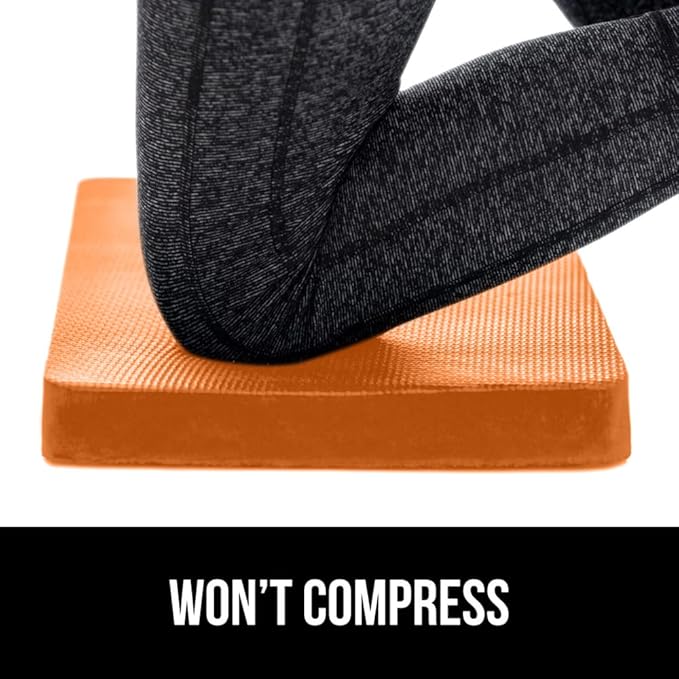 GORILLA GRIP Extra Thick Patent Pending Soft Foam Kneeling Pad, 2 PK, Supportive Large Cushion Knee Pads for Gardening, Baby Bath, Dirt and Water Resistant, Workout and Garden Supplies, 17.5x11 Orange