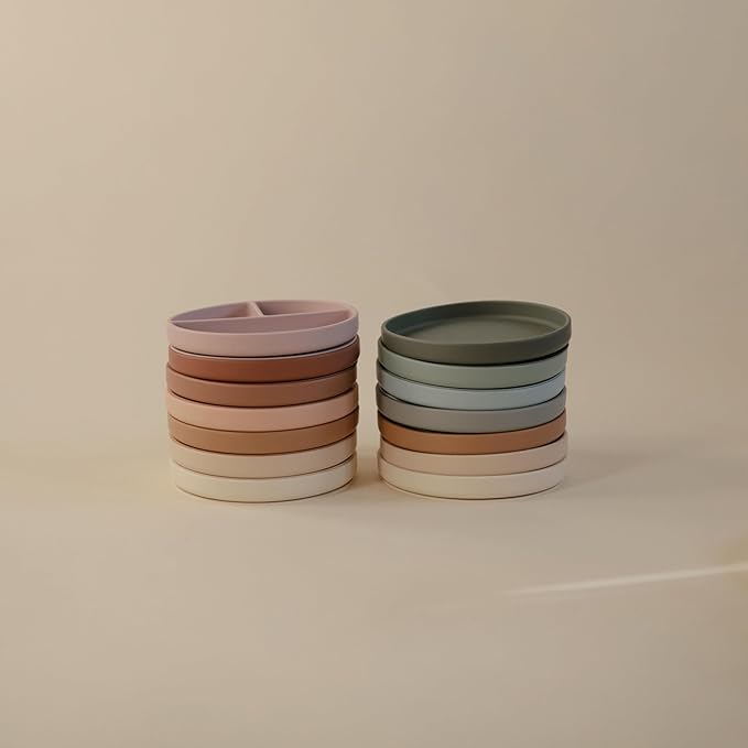 mushie Classic Silicone Suction Plate | BPA-Free Non-Slip Design (Dried Thyme)