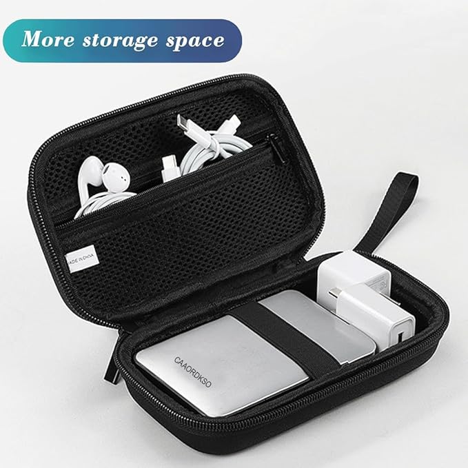 CAAORDKSO Hard Travel Electronic Organizer Case, Electronics Accessories Organizer Pouch Bag for External Hard Drive, Power Bank, Chargers, Cable, Cord, Mouse, Earphones Small Portable Accessories Bag