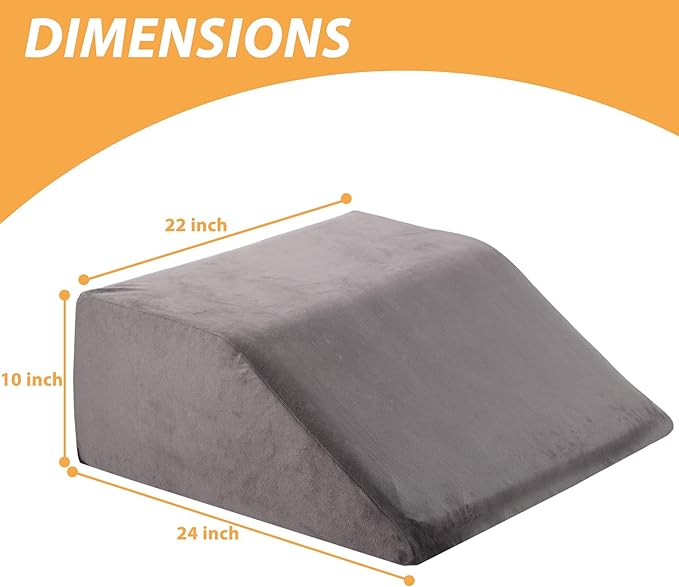 Bedluxe Leg Elevation Pillows, Leg Pillows for Sleeping, Cooling Gel Memory Foam Top, Wedge Pillow for Legs, Leg Wedges for Circulation, Swelling, After Surgery - Removable Cover (10 Inch, Dark Grey)