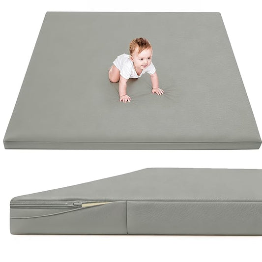 Waterproof Baby Play Mat for Floor 1.3"Thick Memory Foam 74 * 50 Cushion Playpen Playmat Tummy Time Crawling Mat Nursery Rug Pad Mattress Create Soft & Safe Area for Infants,Toddler,Kids,Grey
