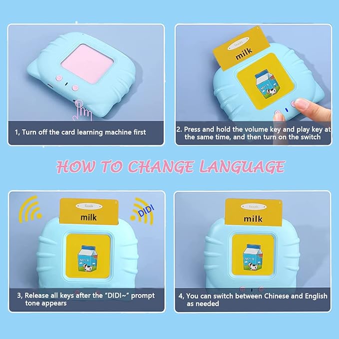 Toys for Ages 2-4 Talking Flash Cards for Toddlers 1-3,Preschool Learning Activities Flashcards,Educational Learning Kids Toys Boys 3-5 Or 3 Year Old Girl Gifts to Promote Speak and Spell (Blue)